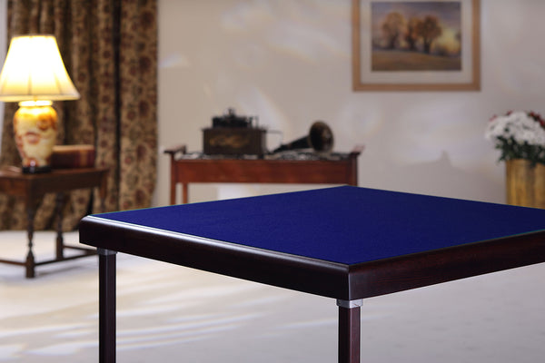 Pelissier Premier card table with mahogany finish and blue baize