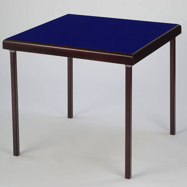 Pelissier Premier card table with mahogany finish and blue baize