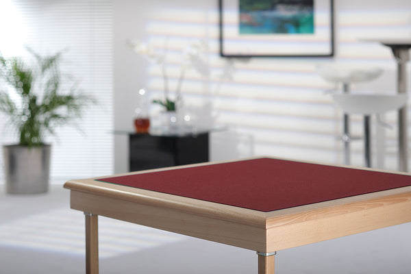 Royal card table with natural beech finish and burgundy baize