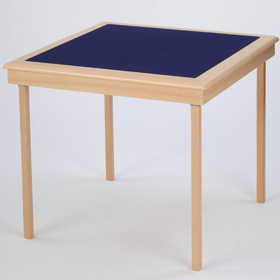 Royal card table with natural beech finish and blue baize