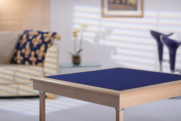 Royal card table with natural beech finish and blue baize